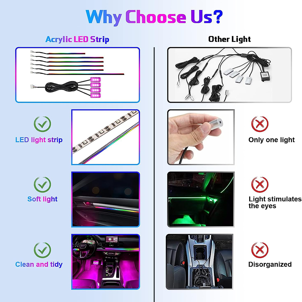 Neon Car Interior Ambient Ligh - Led Ambient Interior Car Lights App Control 评论和价格