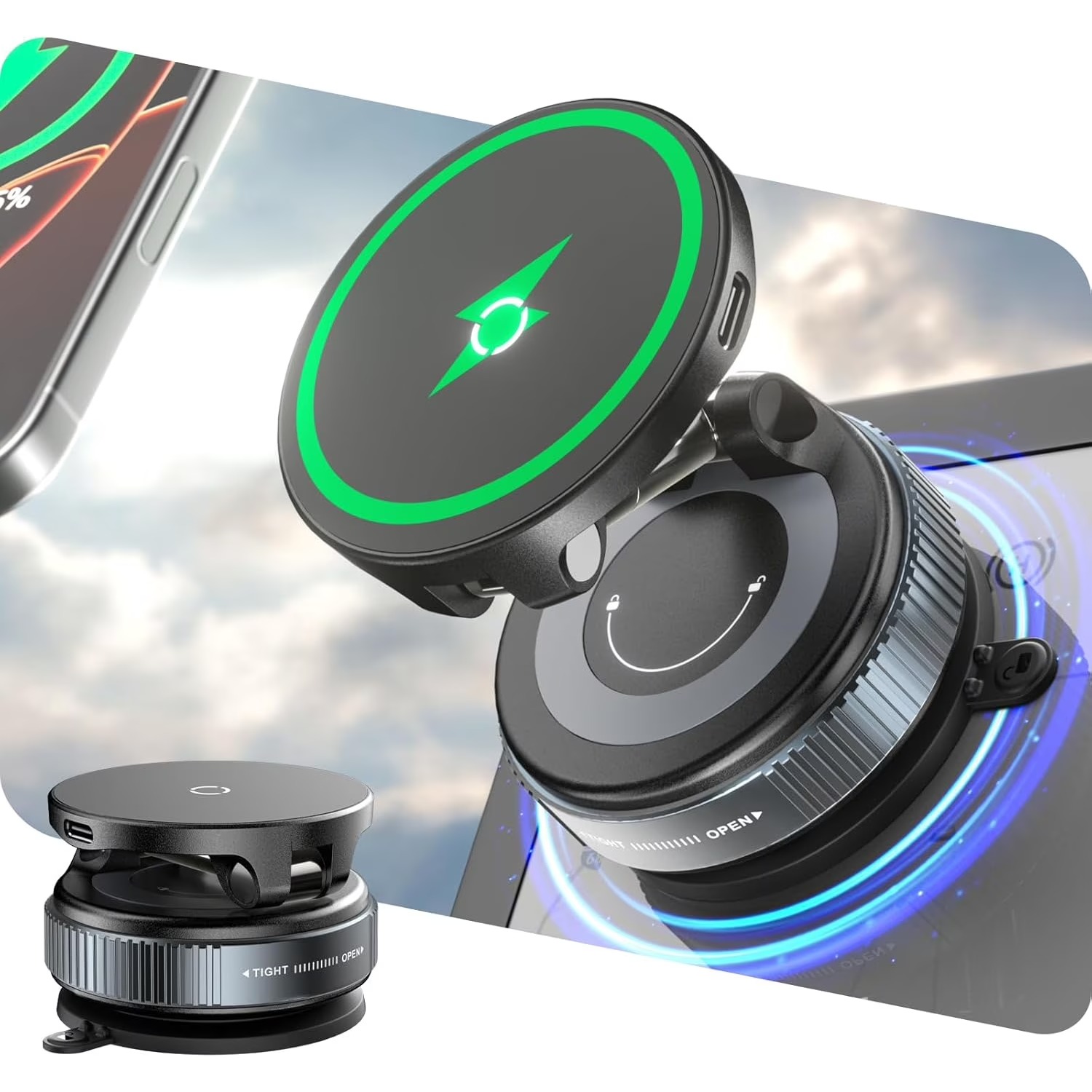 15W Wireless Fast Charger Car  - Wireless Car Charger Mount Fast Charging 评论和价格